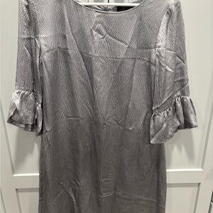 Tahari Arthur S Levine  Long Sleeve  Silk Dress with Ruffle Cuffs